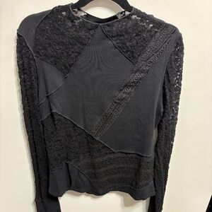 Free People Black Lace Top